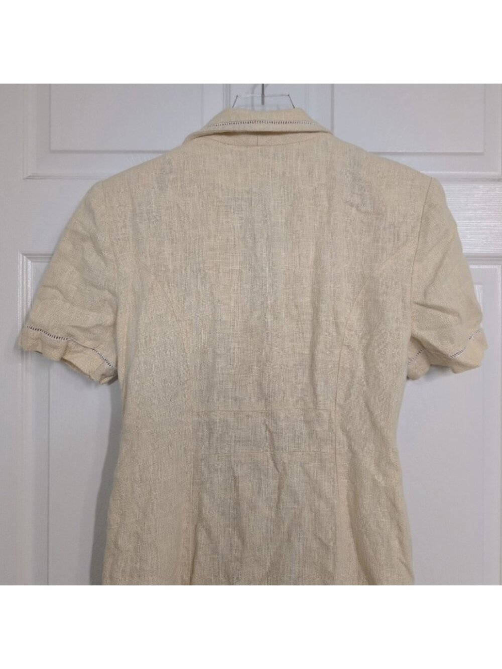 Vintage 100% Linen Midi Shirt Dress Womens Size Medium Yellow Minimalist Cottage - Picture 13 of 14